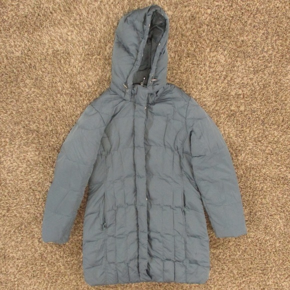 Eddie Bauer Puffer Jacket Women's Medium Blue Lodge Down Parka Winter‎ Coat - Picture 1 of 9